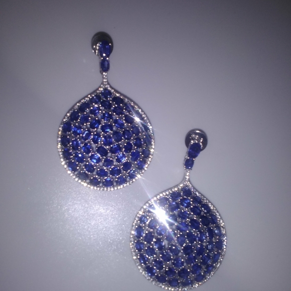 Blue Kyanite Gemstone Dangle Earrings Sterling Silver - Picture 3 of 12